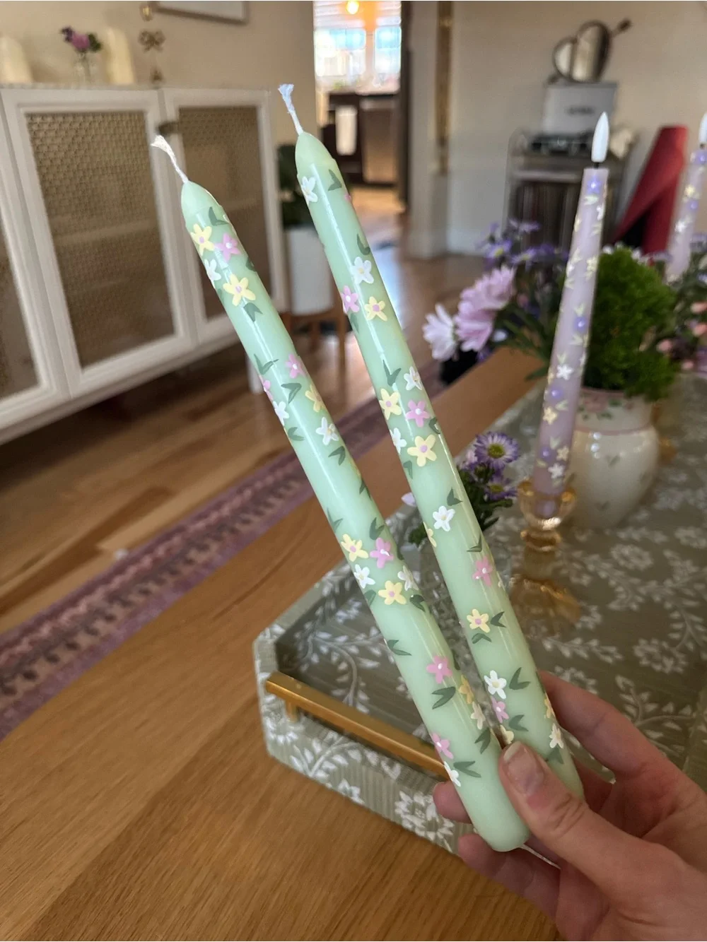 Hand painted taper candles